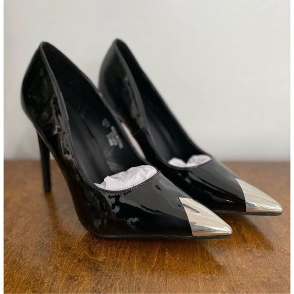 Pretty Little Thing Patent Leather High Heels Pump Shoe Sz 6 - Picture 1 of 5